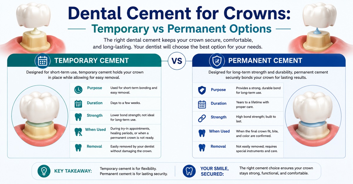 Dental Cement for Crowns Temporary vs Permanent Options