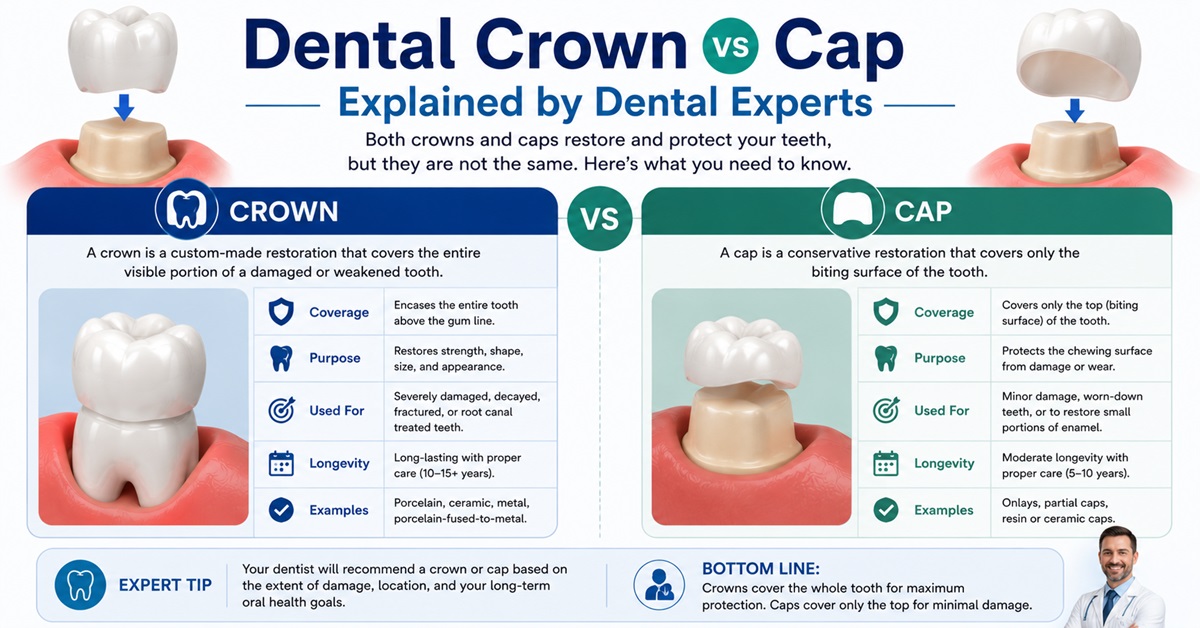 Dental Crown vs Cap Explained by Dental Experts