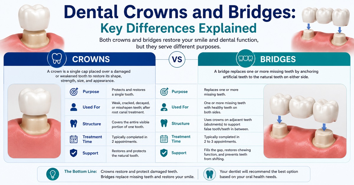 Dental Crowns and Bridges Key Differences Explained